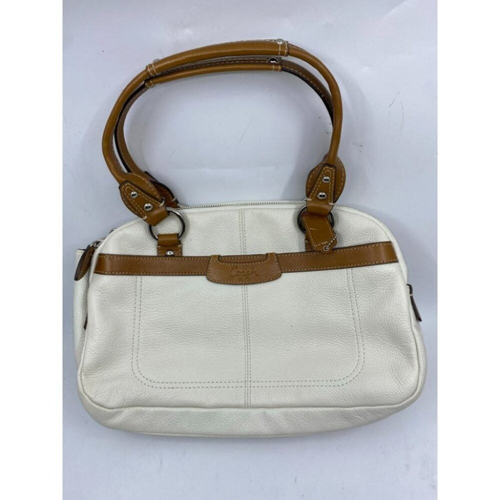 Coach Leather Medium Size White Brown Shoulder Bag - Picture 3 of 15